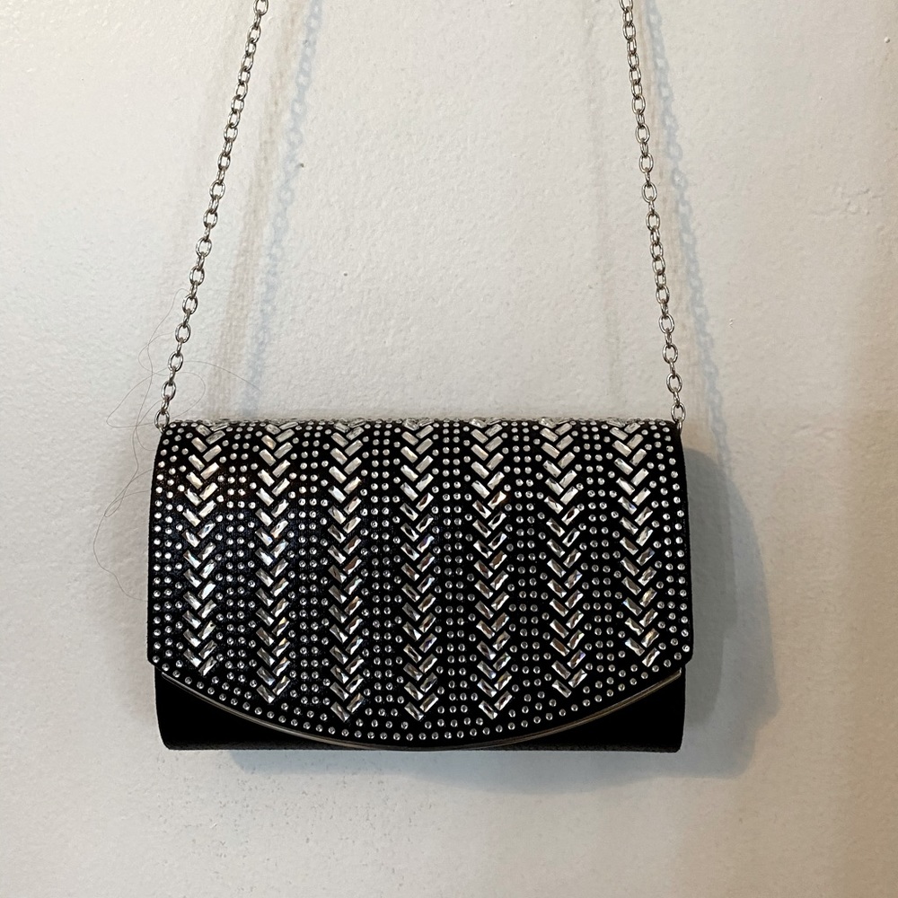 Sequin black hand bag